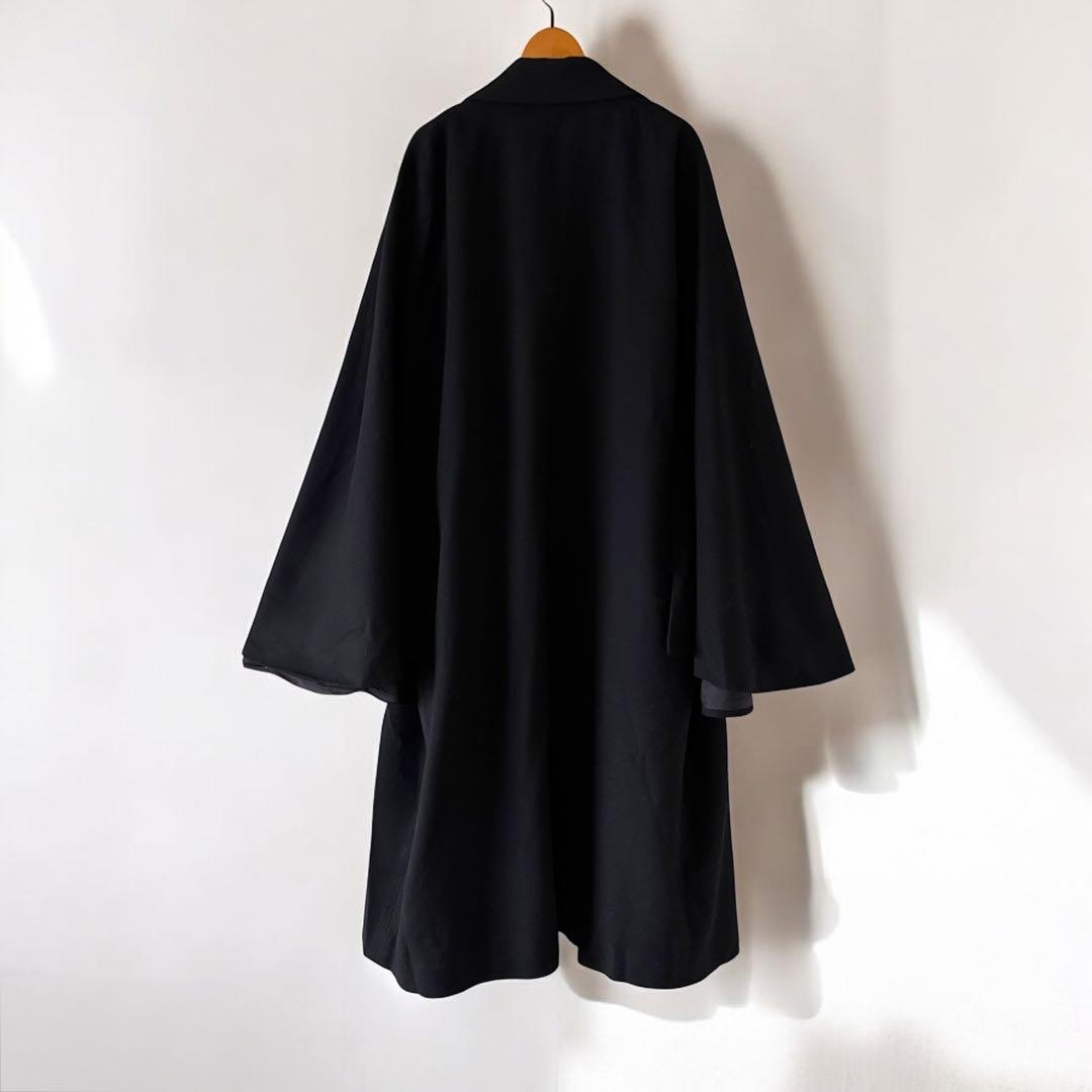日本製 ヴィンテージ インバネスコート トンビコート ウール L 黒