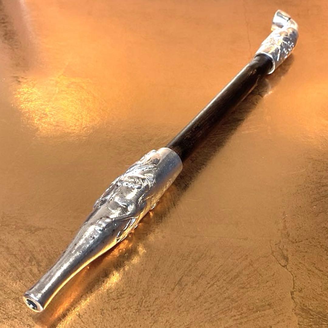 平家物語　武者図　松流軒政輝　銀刻印　煙管　キセル