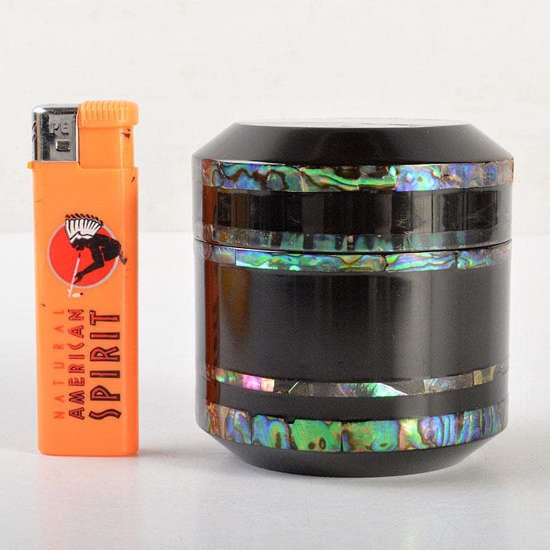 茶道具　小坂公一作　黒漆塗　青貝張　雪吹棗　共布共箱　V　6734