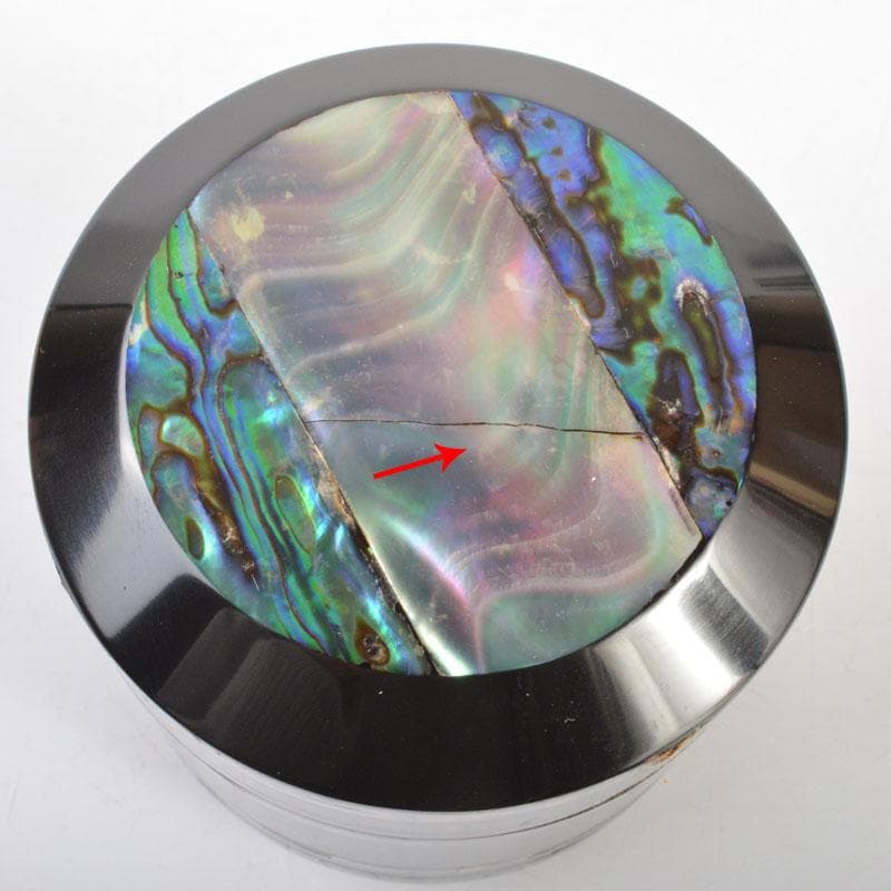 茶道具　小坂公一作　黒漆塗　青貝張　雪吹棗　共布共箱　V　6734