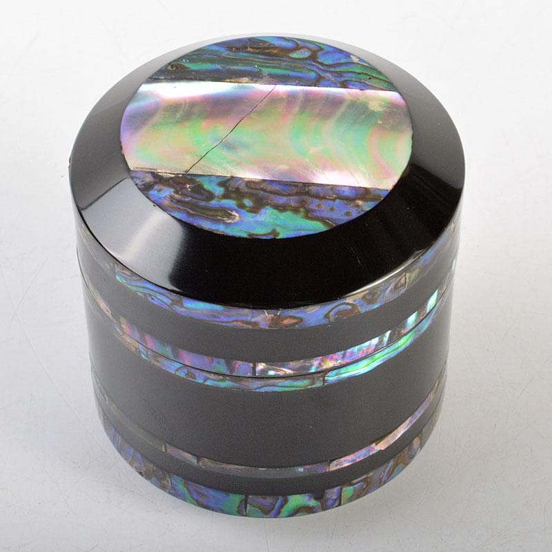 茶道具　小坂公一作　黒漆塗　青貝張　雪吹棗　共布共箱　V　6734