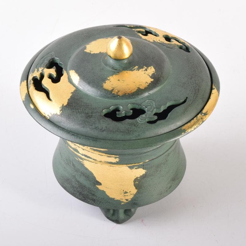 平安　秦蔵六造　塗金銅　塗金銅香炉　「瑞雲」　M　7105