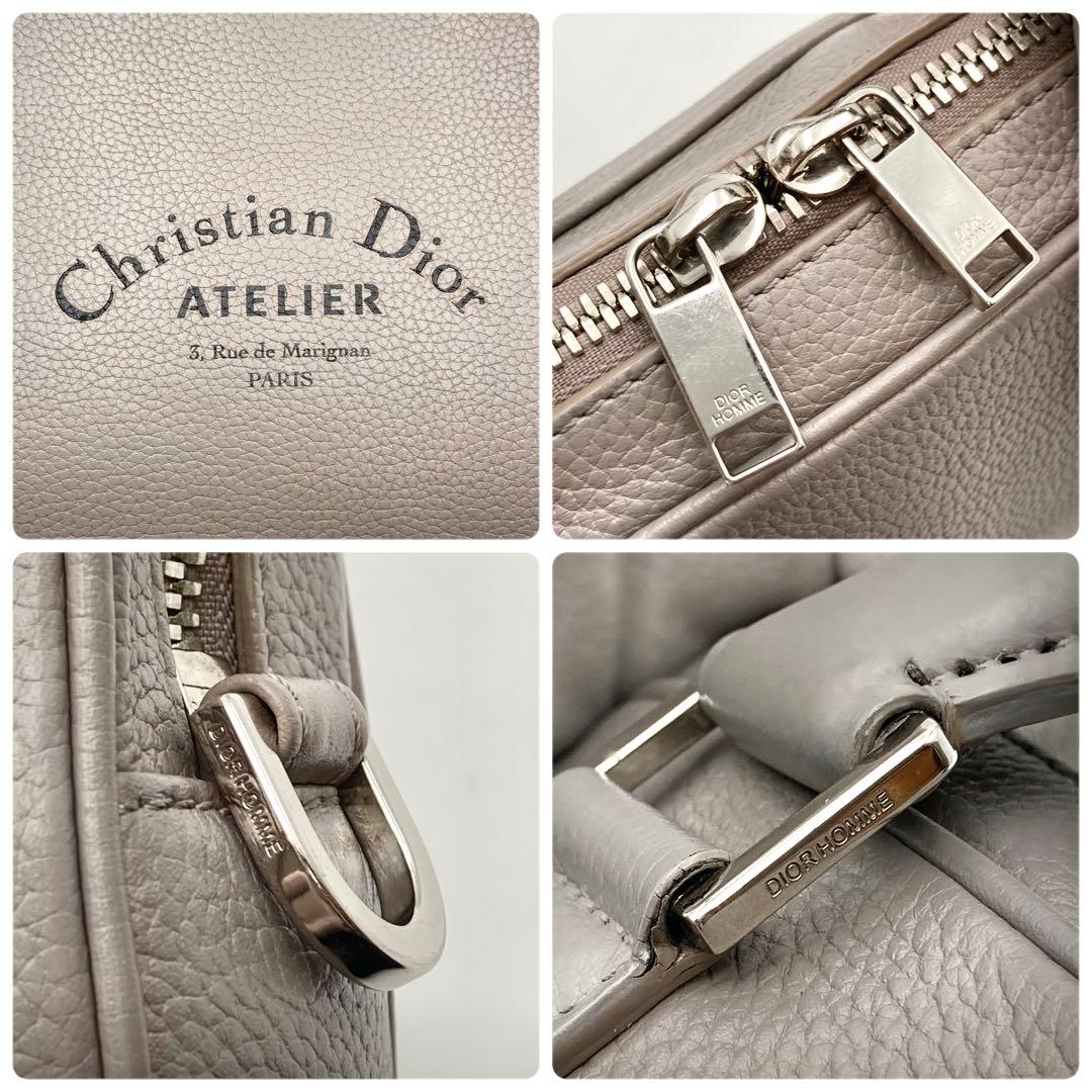 ち✨ Dior HOMME アトリエ ビジネスバッグ 本革 グレー ロゴ