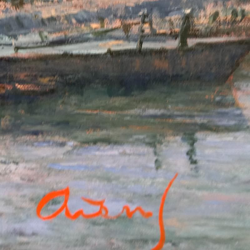 ☆ 佐藤あつ子 ☆「雨の小樽運河」油絵　P６号