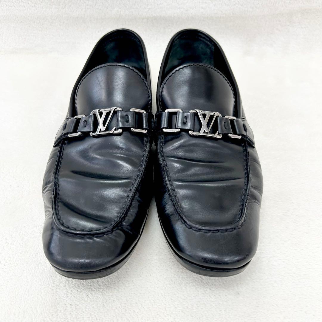 希少サイズ　ルイヴィトン　革靴　ホッケンハイム　LV金具　黒　28cm相当