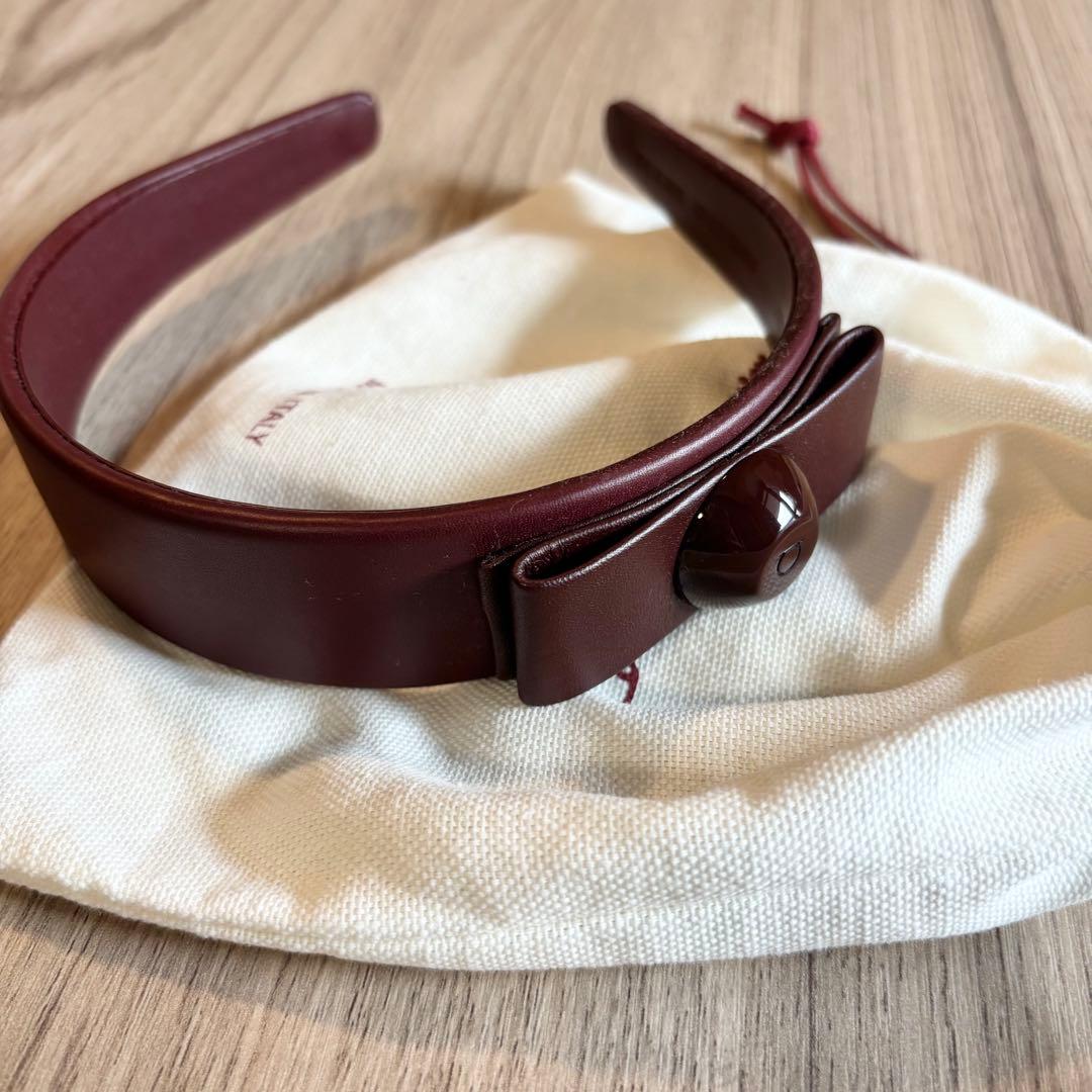 【新品】Salvatore Ferragamo 本革 カチューシャ　リボン　赤