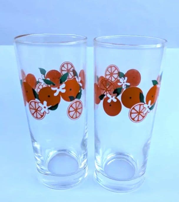 昭和レトロ グラス 2個 オレンジ コップ - メルカリ