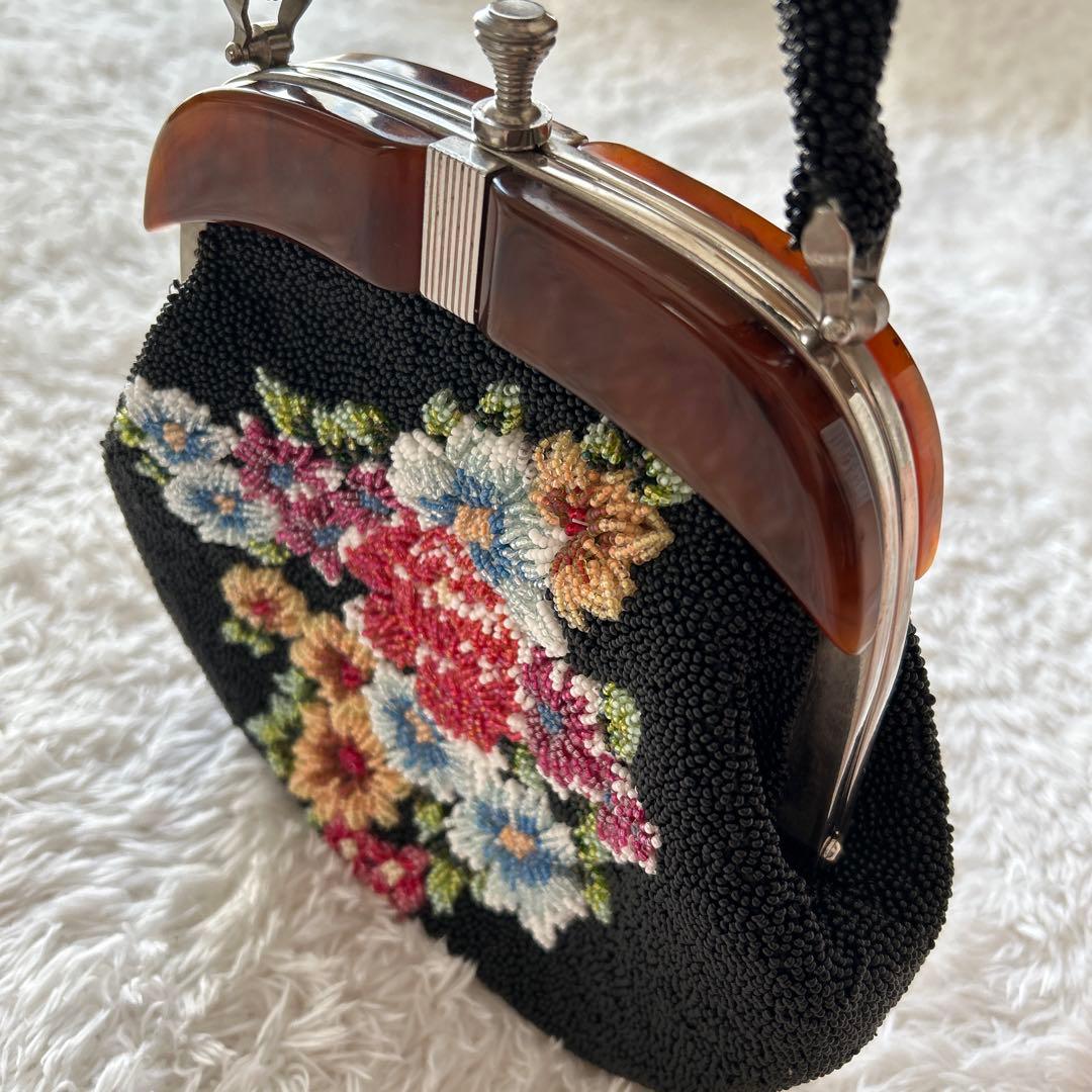 花柄　総ビーズ刺繍 和装用バッグ　ヴィンテージ
