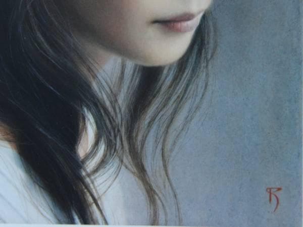 塩谷　亮、雫、希少画集画、高級新品額・額装付、版上落款入り