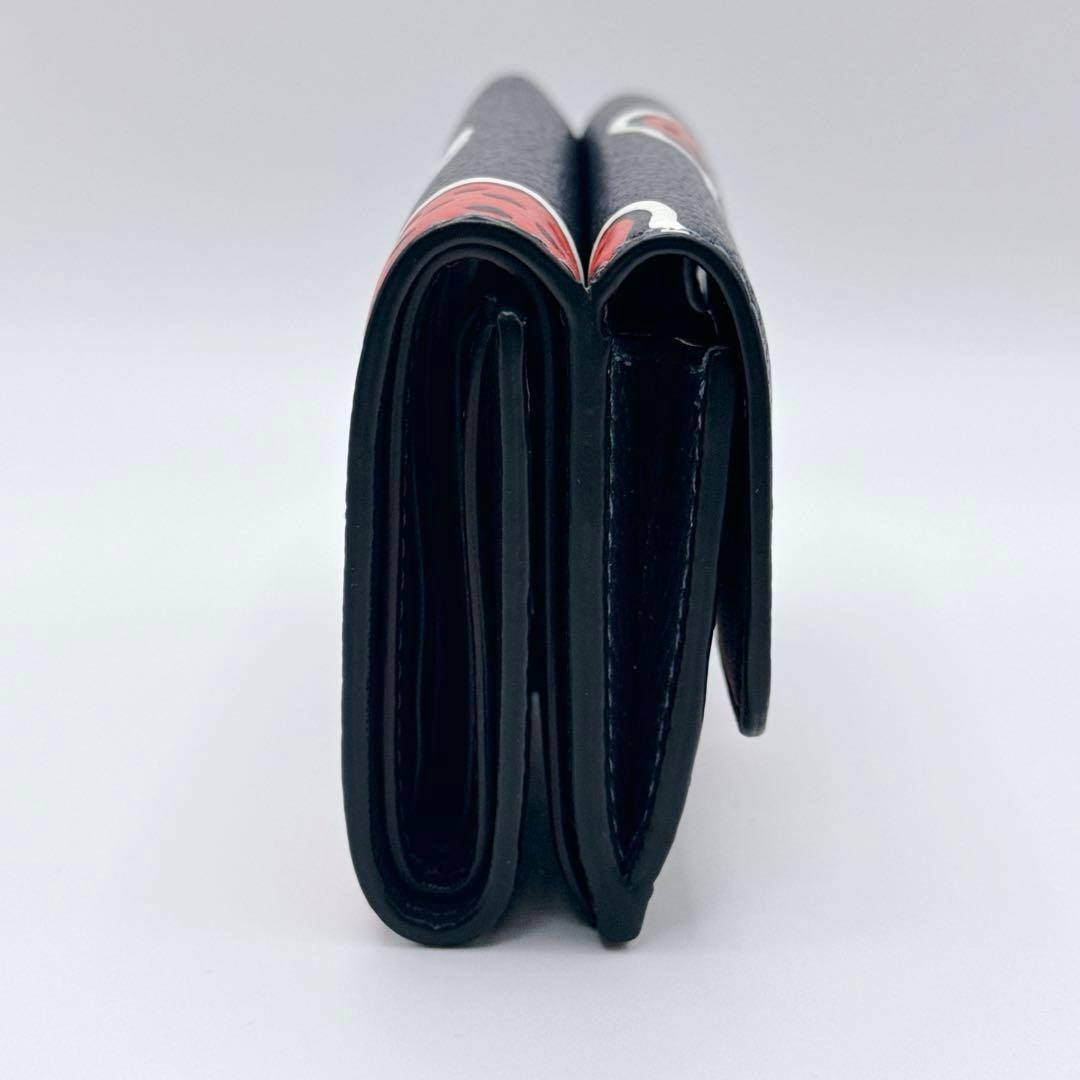 極美品】coach コーチ 三つ折り 財布 苺 レザーネイビー