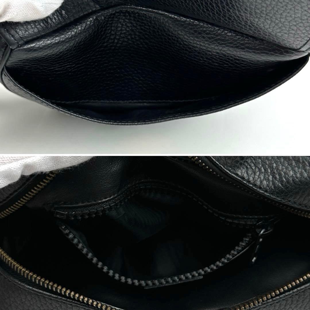 美品■セリーヌ ショルダーバッグ クロスボディ オールレザー ブラック オールド