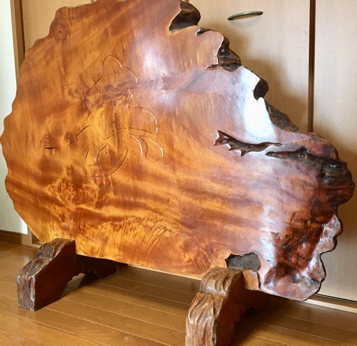 一枚板 トラ彫り物 アンティーク インテリア