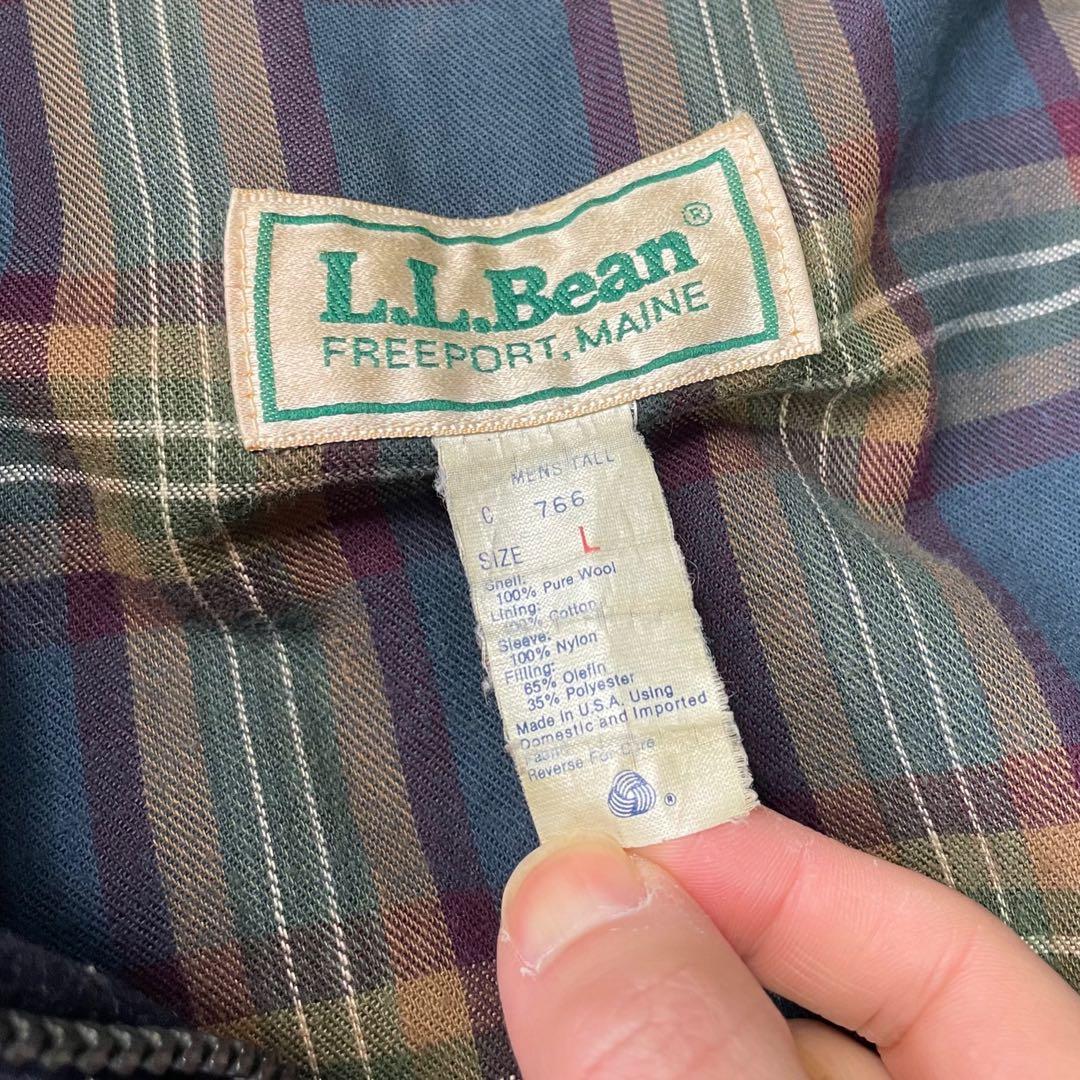 80’s L.L.Bean USA製 ウールジャケット 裏地チェック ネイビー