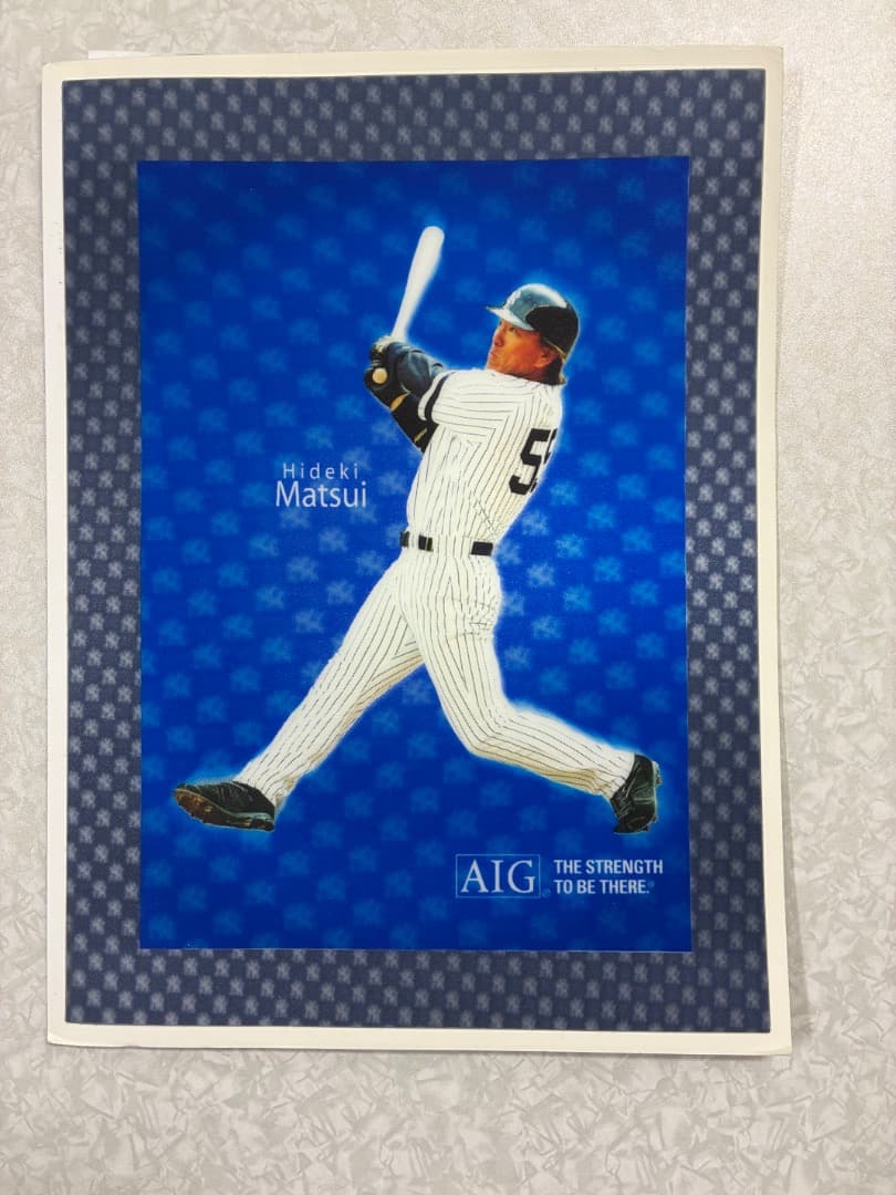 直筆サイン】松井秀喜 直筆サイン色紙＋ヤンキースユニフォーム写真 セット