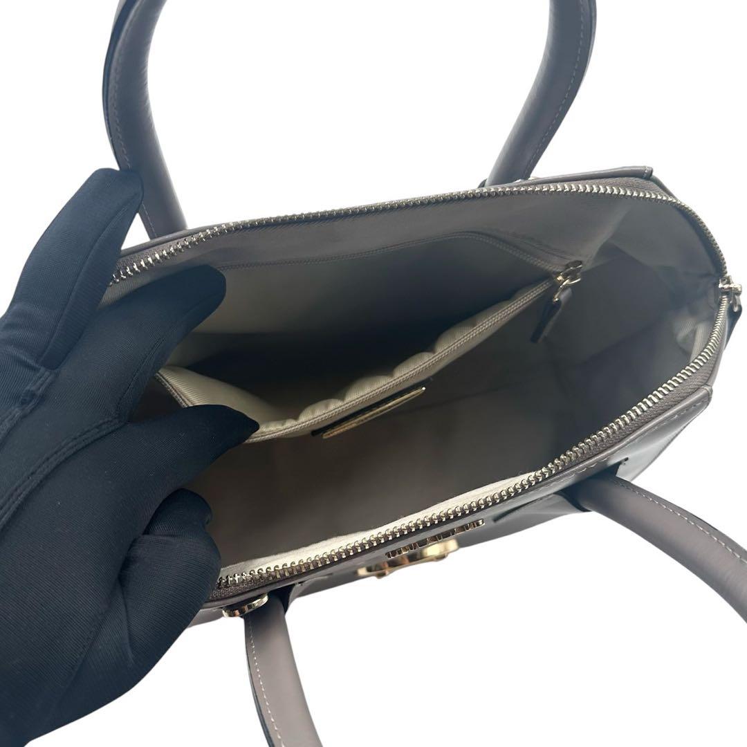 【良品】VALENTINO ハンドバッグ 2way Vロゴ サークルロゴ グレー