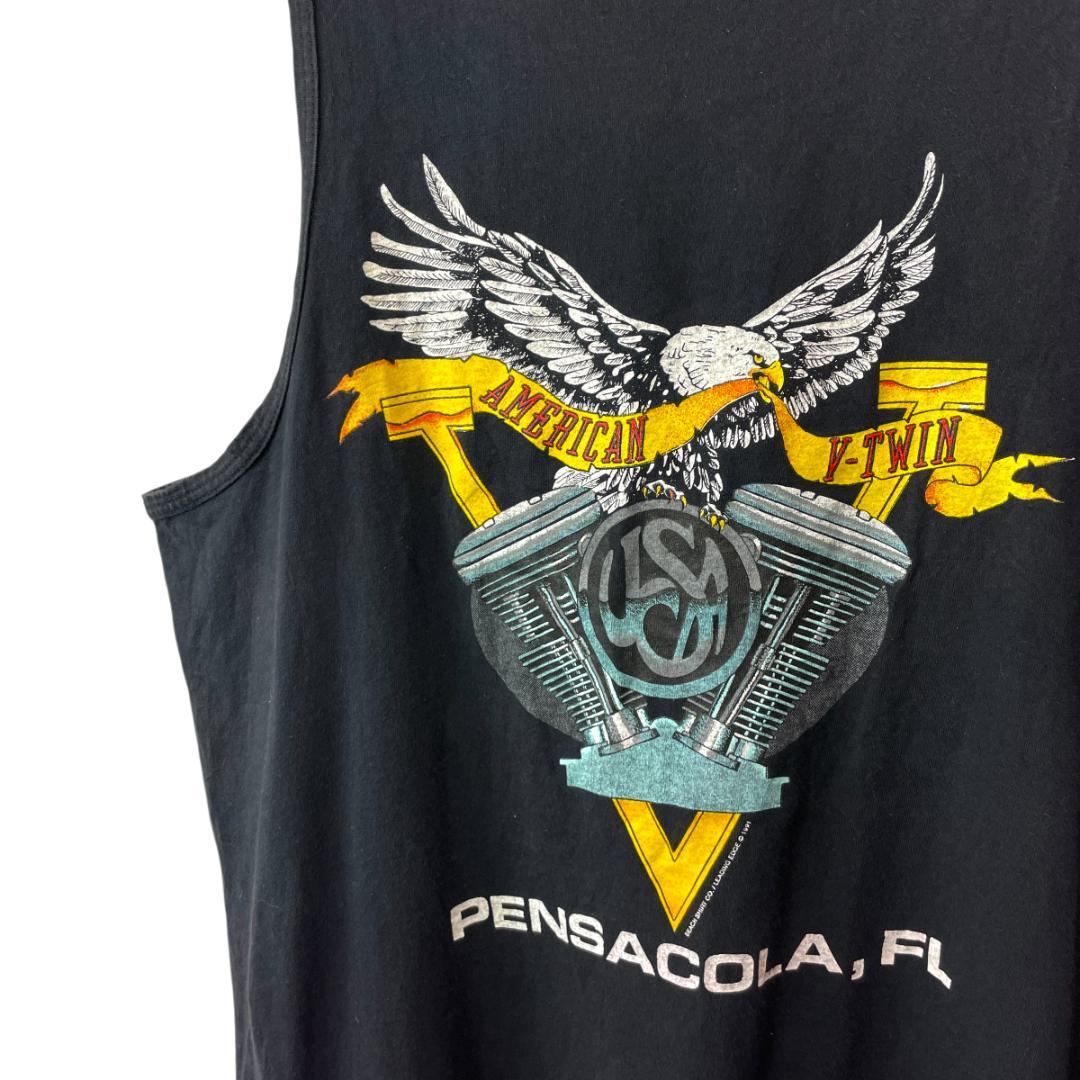 90s USA製 ハーレーダビッドソン イーグル 炎 両面 タンクトップ XL