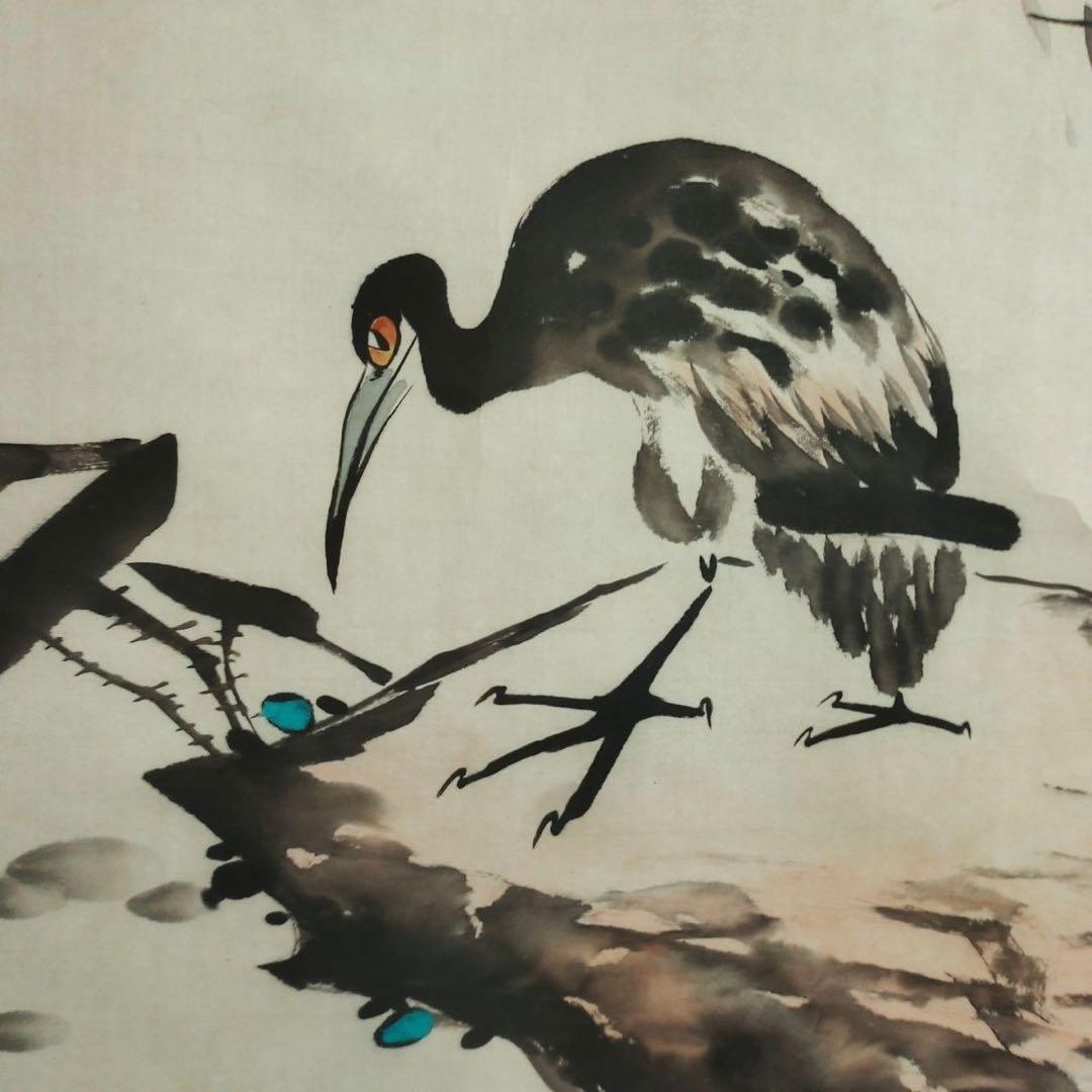 李苦禅 花鳥図 掛け軸 宣紙装裱 中堂 美術品・アンティーク・コレクション