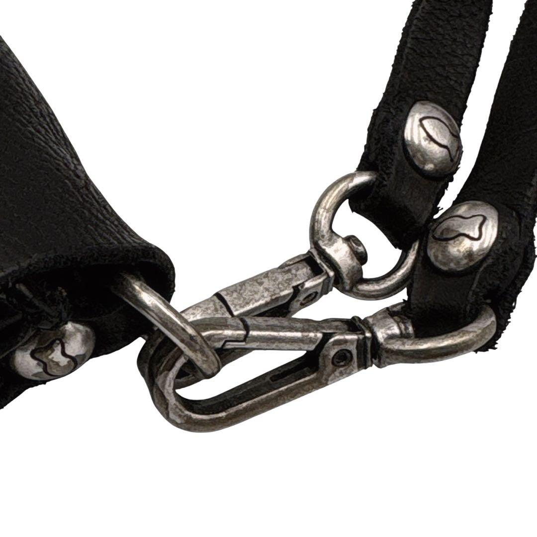 極美品 カンポマッジ スタッズ ショルダーバッグ 黒 レザー イタリア製