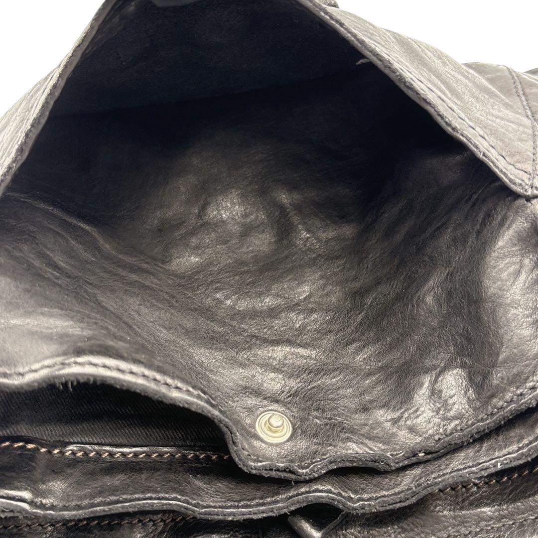 極美品 カンポマッジ スタッズ ショルダーバッグ 黒 レザー イタリア製