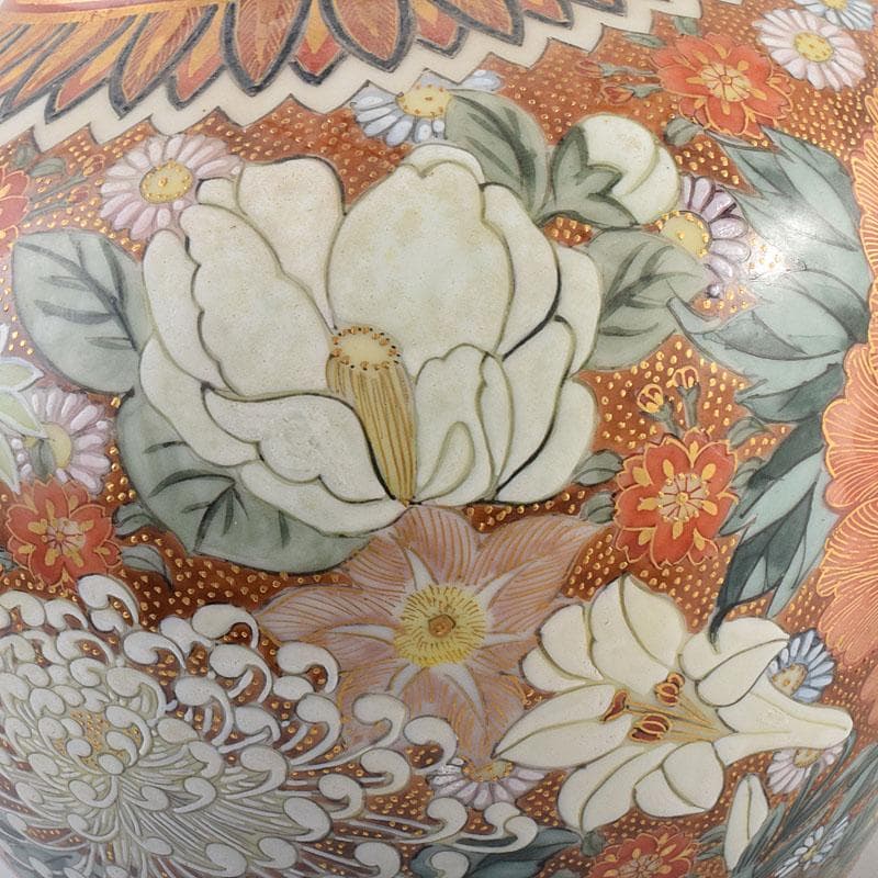 りか様専用 九谷焼名工 九谷中田錦玉 百花繚乱 花詰文壷 花入 D R8825H