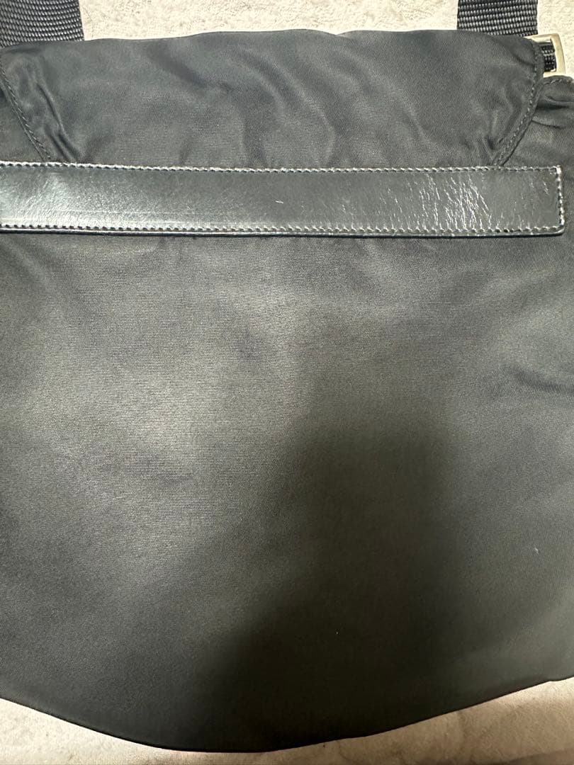 【ギャラ付き美品】プラダ ショルダーバッグ 三角ロゴ ナイロン レザー ブラック