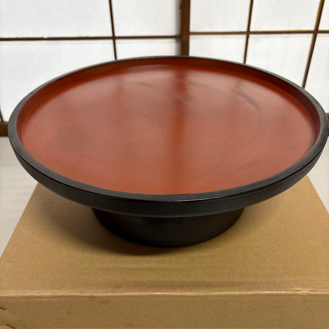 漆工房　大島　天然木　うるし塗　高脚卓盆 ⑤