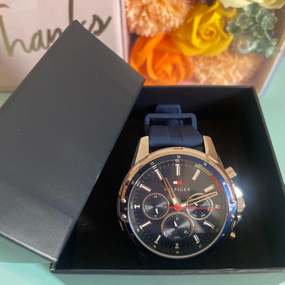 【新品】トミーヒルフィガー 腕時計 メンズ シリコンベルト ブルー