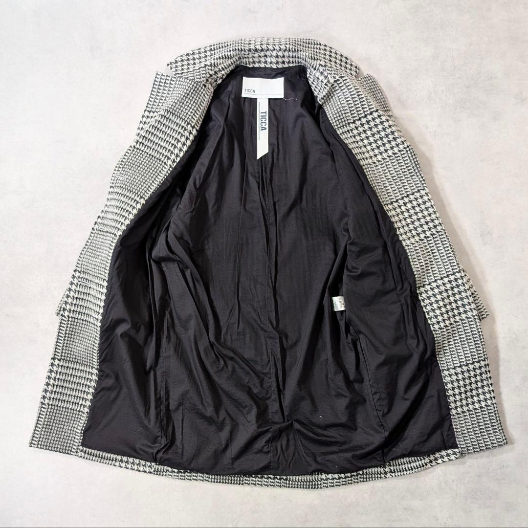美品☆TICCA グレンチェック コクーンコート ティッカ シングルコート
