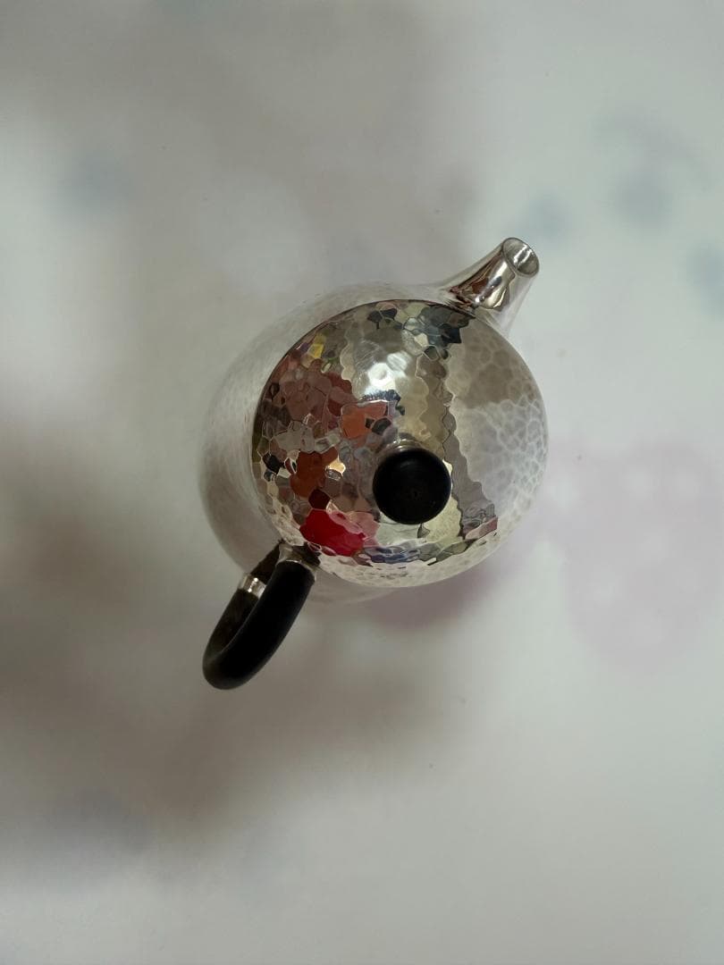 純銀製 鎚目 唐木手 急須 銀瓶 煎茶道具