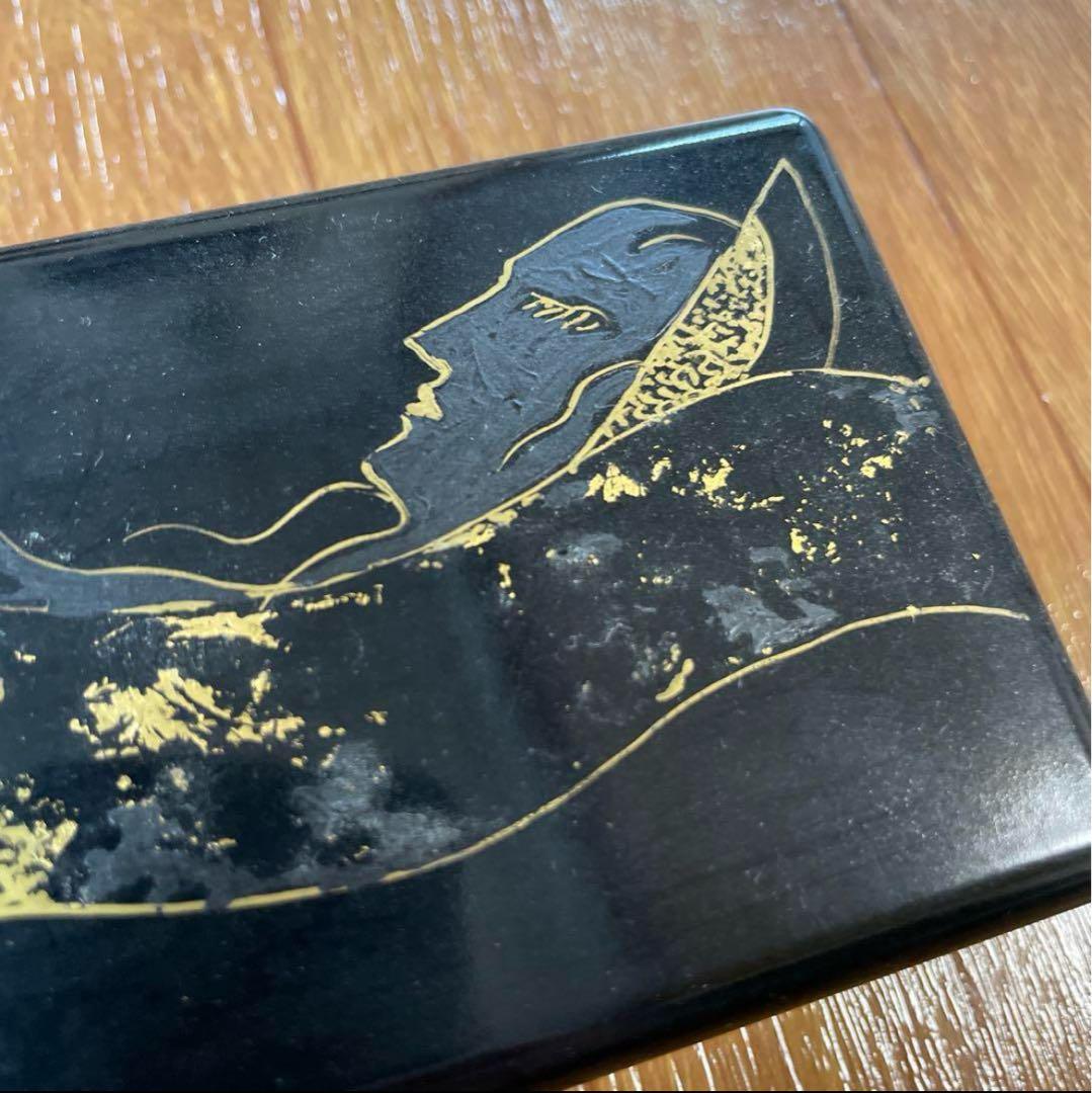 【真作】天野喜孝 直筆 黒漆 文箱 金蒔絵 漆器 原画サイン入り 希少作品
