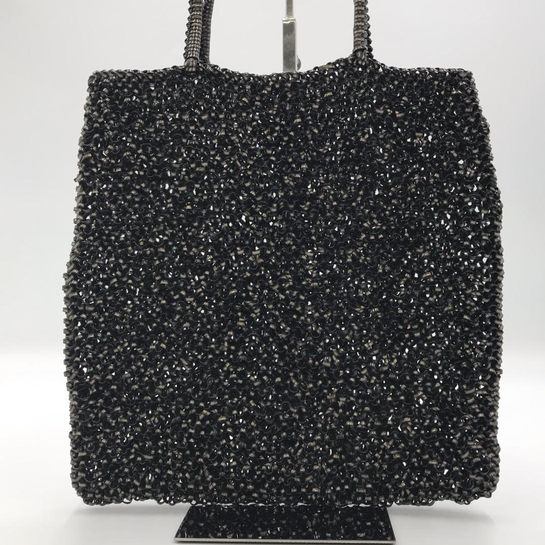 【極美品】 ANTEPRIMA アンテプリマ ハンドバッグ 編み込み 黒 光沢◎