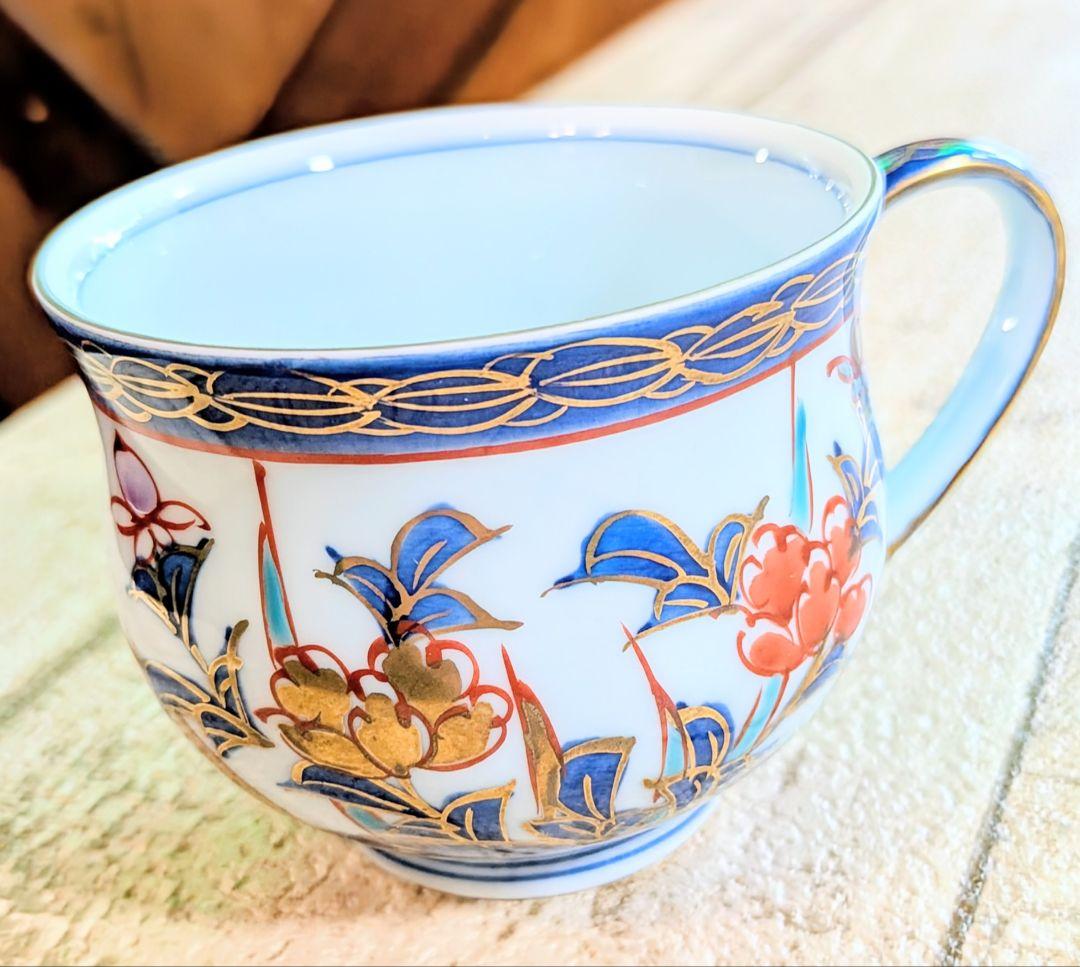 ❤️有田焼 華山萬右衛門の古伊万里珈琲カップ&皿 セット1客木箱入り❤️1889