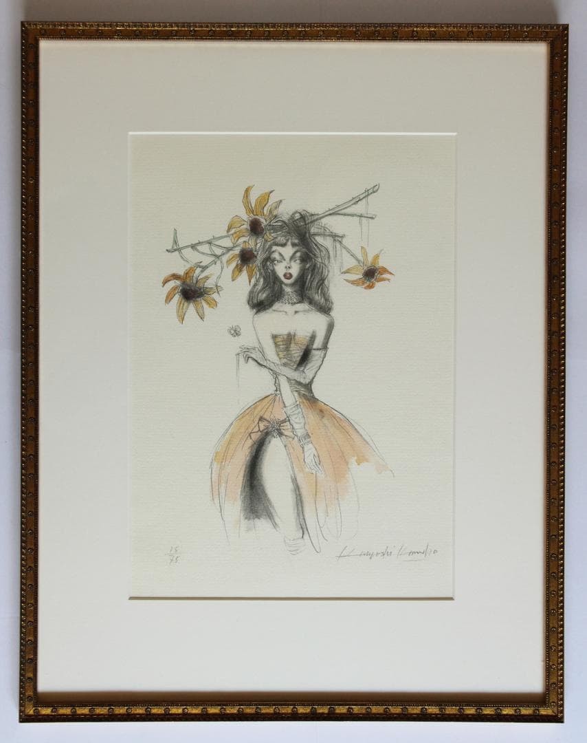 金子國義 リトグラフ 手彩色17/35 額装済