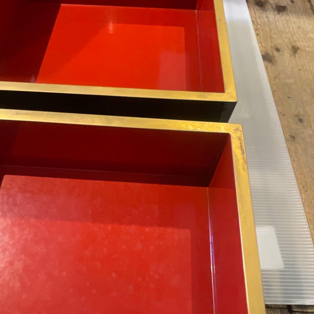 え*こ様 黒塗金紋　大重箱　重箱　年代物　骨董品　工芸品　漆塗り　インテリア　希