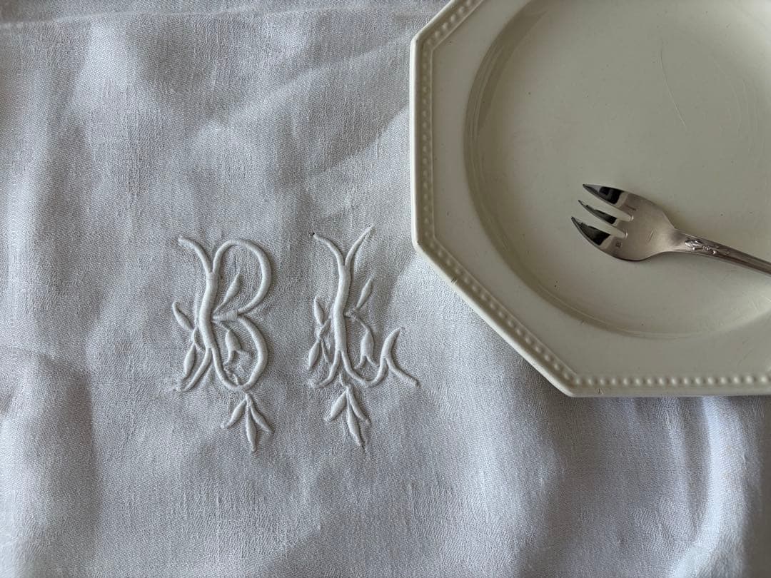 フランスアンティーク リネン ダマスク織 トルション ナプキン