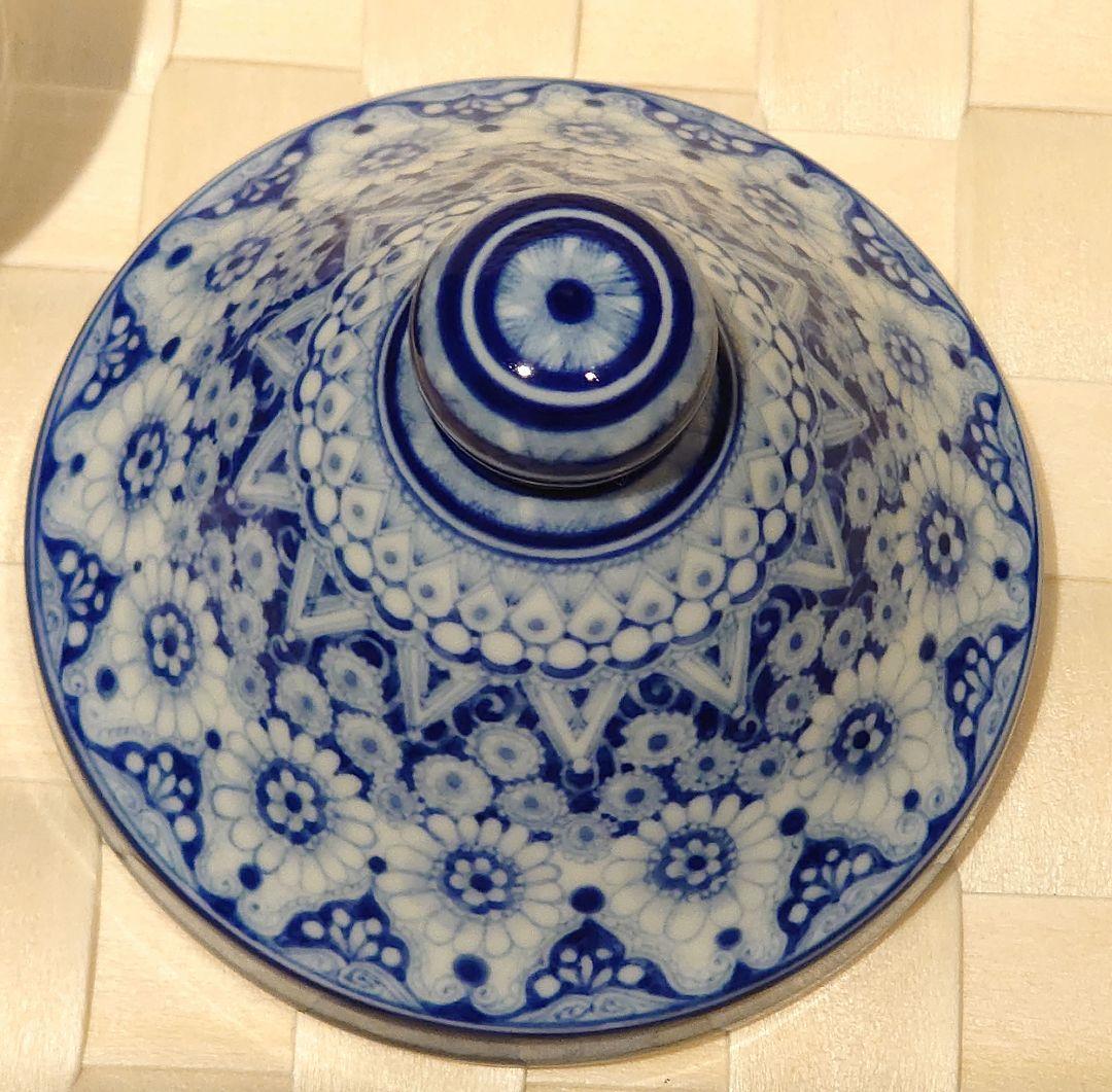 橋本よしこ　蓋物　染付