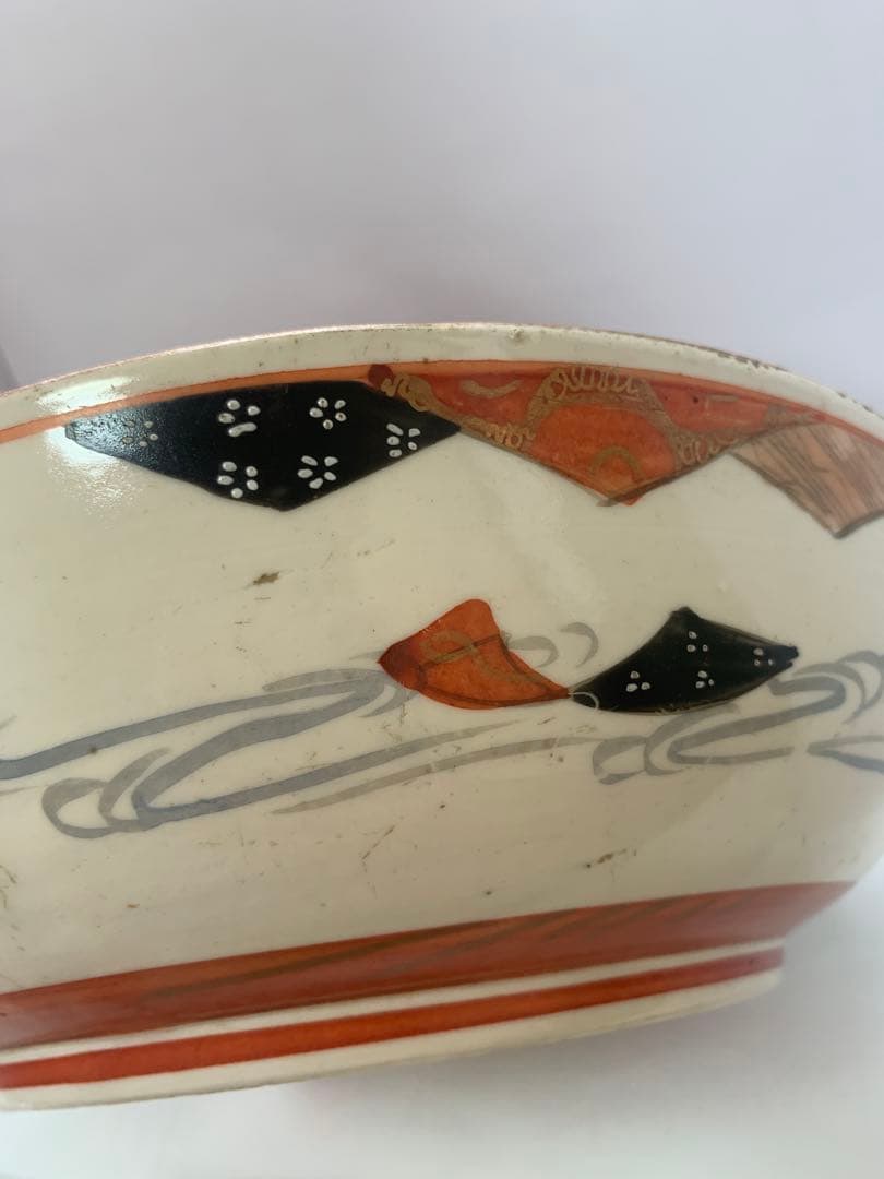 明治赤絵九谷三ッ鉢 送料込み