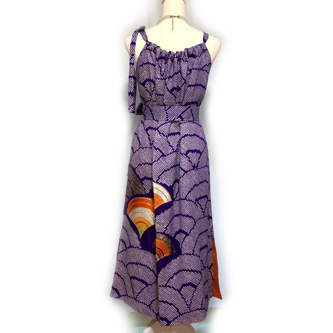 極上【正絹】着物リメイク 総絞り駒刺繍の振袖ドレス／結婚式