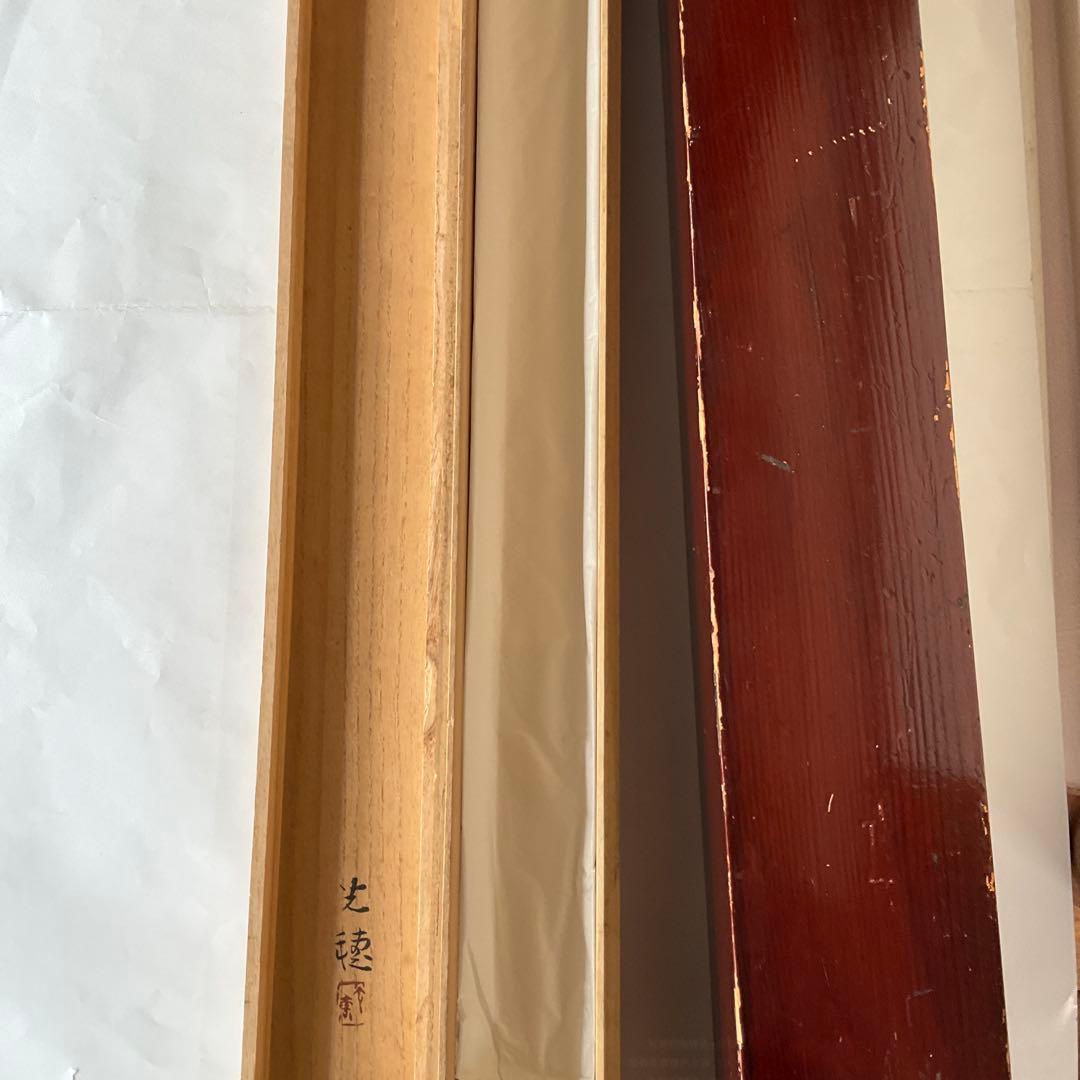 掛軸　佐野光穂作「芙蓉」　絹本共箱塗二重箱入