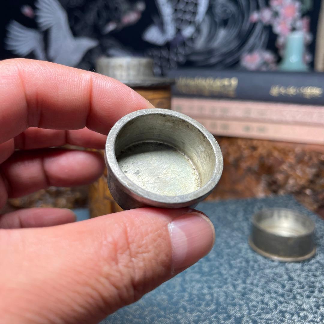 錫製 茶筒 中国古茶道具 古美術 茶葉保存容器
