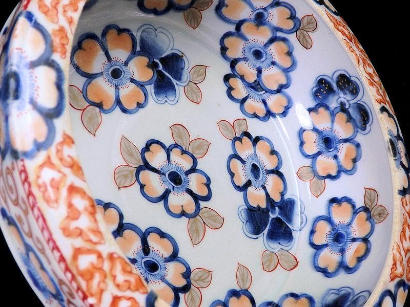 古伊万里 色絵 桜花紋の図 大深鉢 E637AS-fbns