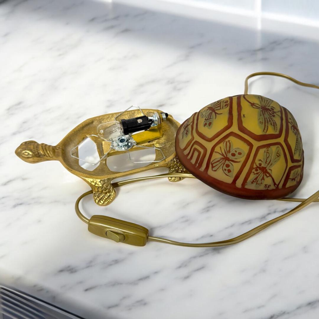 EmileGalle 高さ11㎝【証明書付属】ガレ復刻 亀モチーフ 小型ランプ