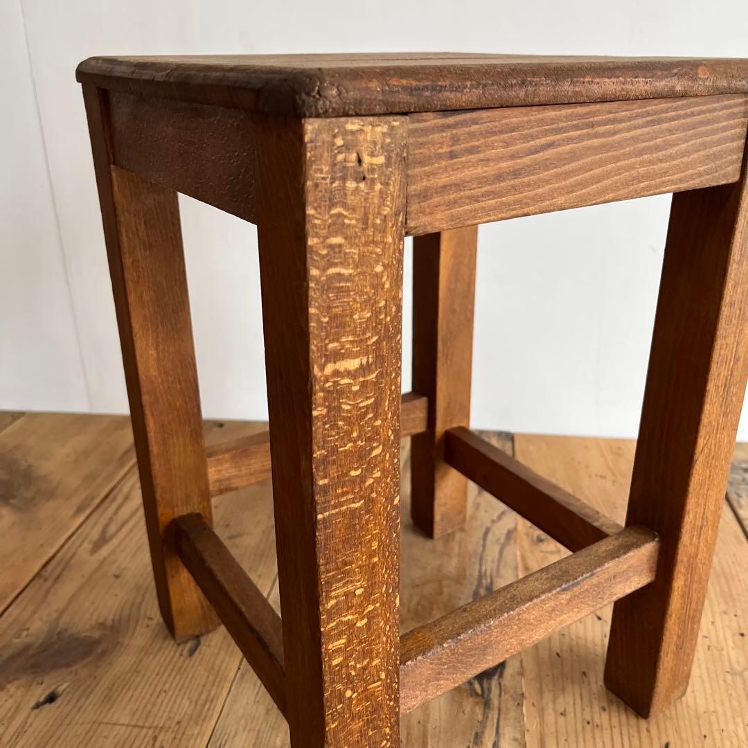 アンティーク 角 スツール 椅子 植物台 無垢材 昭和レトロ z774