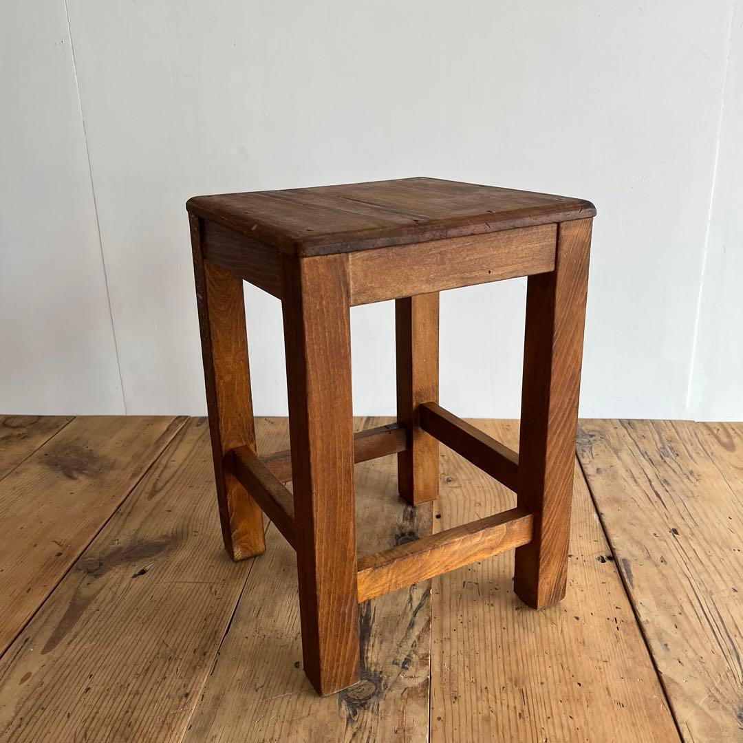 アンティーク 角 スツール 椅子 植物台 無垢材 昭和レトロ z774