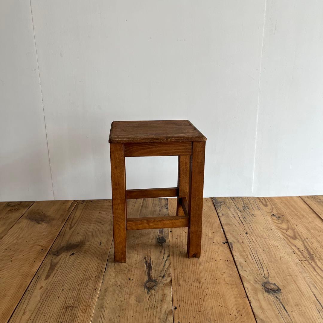 アンティーク 角 スツール 椅子 植物台 無垢材 昭和レトロ z774