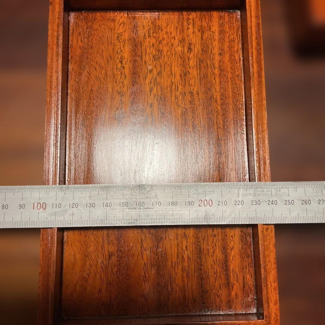 カリン木製文箱 、硯箱、箱付き