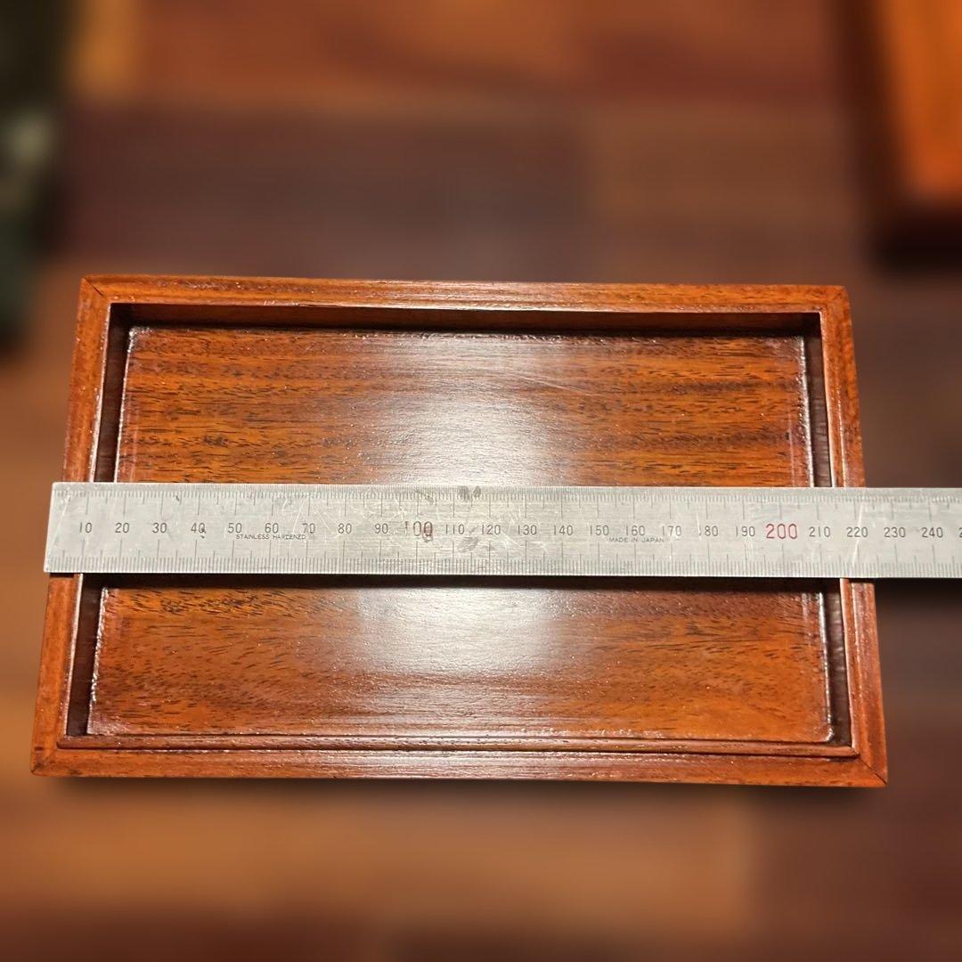 カリン木製文箱 、硯箱、箱付き