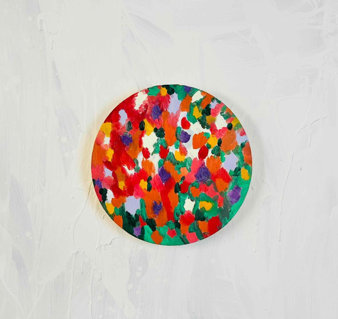 油彩 絵画 『Wild Flowers 2025』丸形直径30cm 絵画 原画