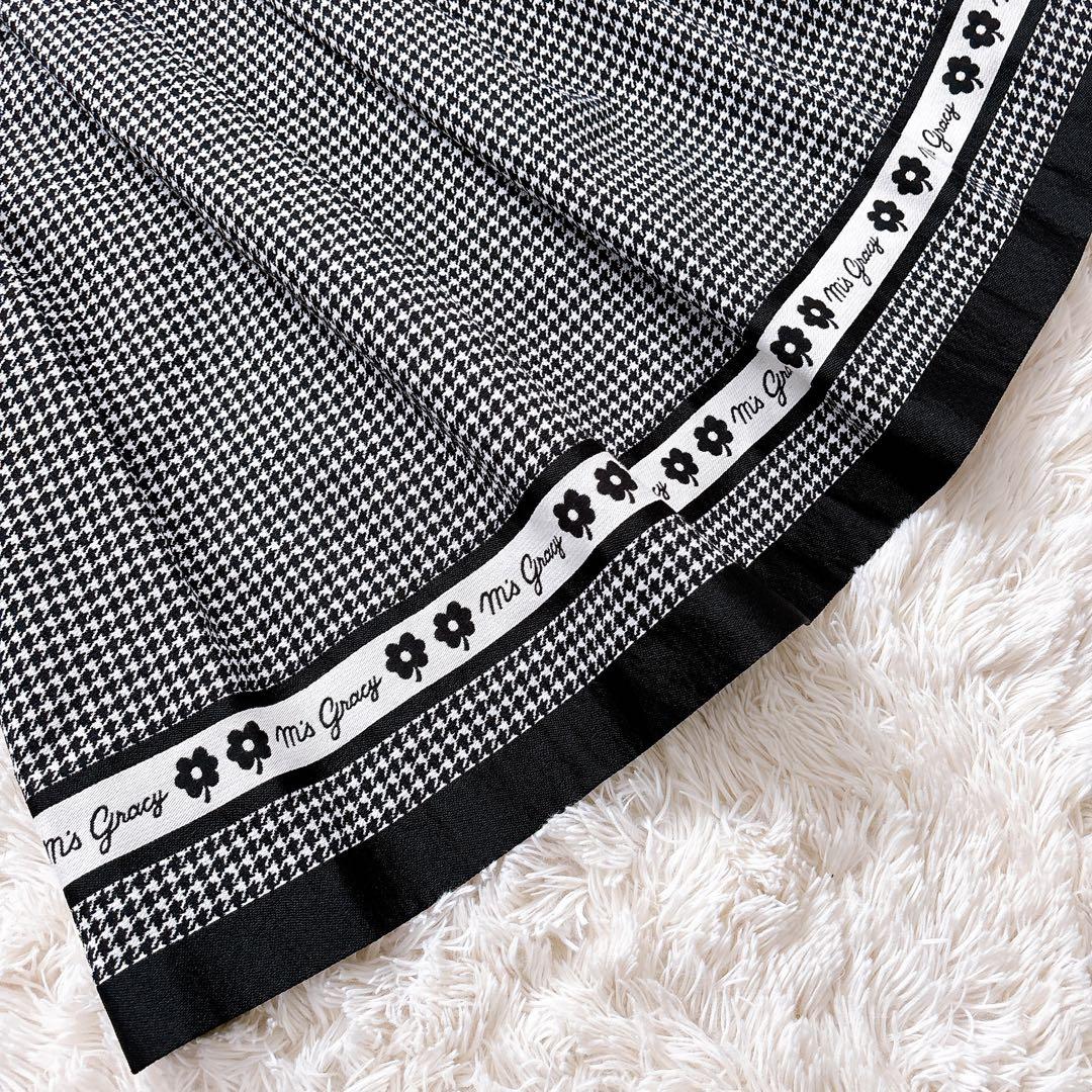 mi.n様エムズグレイシー 千鳥格子 ひざ丈スカート ロゴ 2023モデル M