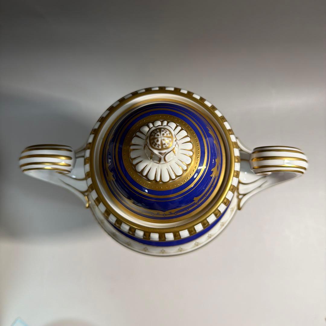 ノリタケ 飾り壺 金彩 コバルトブルー ハンドペイント 風景